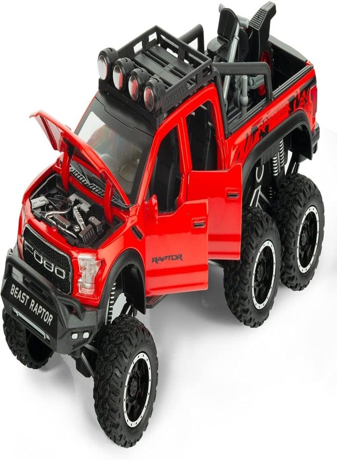 توي شاين سيارة لعبة شاحنة بيك أب F150 رابتور من توي شاين، بمقياس 1:28، مصنوعة من المعدن المصبوب، مزودة بموسيقى وأضواء، بالإضافة إلى خاصية السحب للخلف، وأبواب قابلة للفتح، وميزة فتح الجزء الخلفي، مناسبة للأطفال من عمر 3 سنوات فما فوق، لون أحمر - Image 1